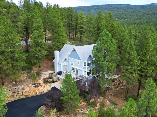 an aerial view of a house