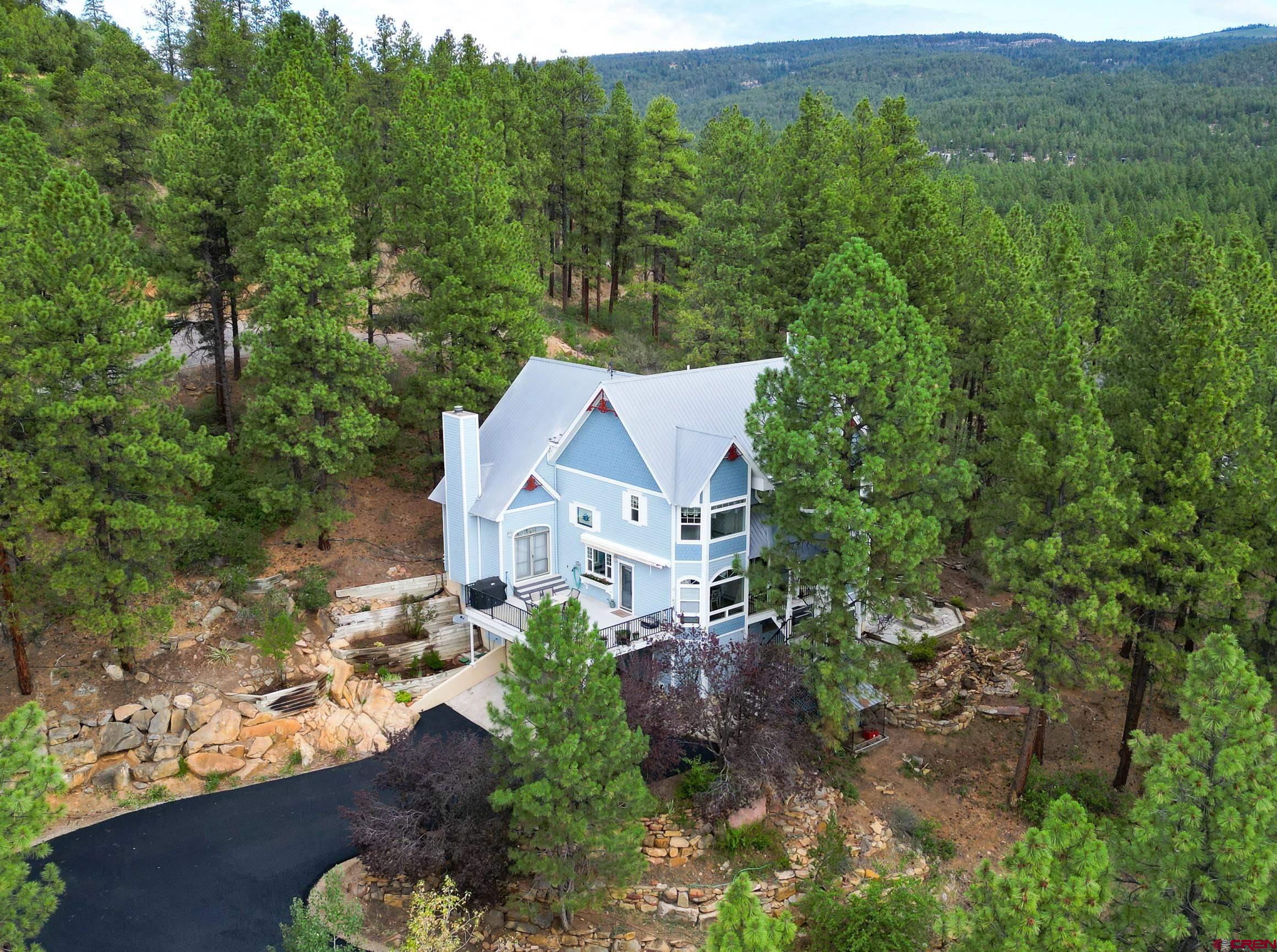 an aerial view of a house