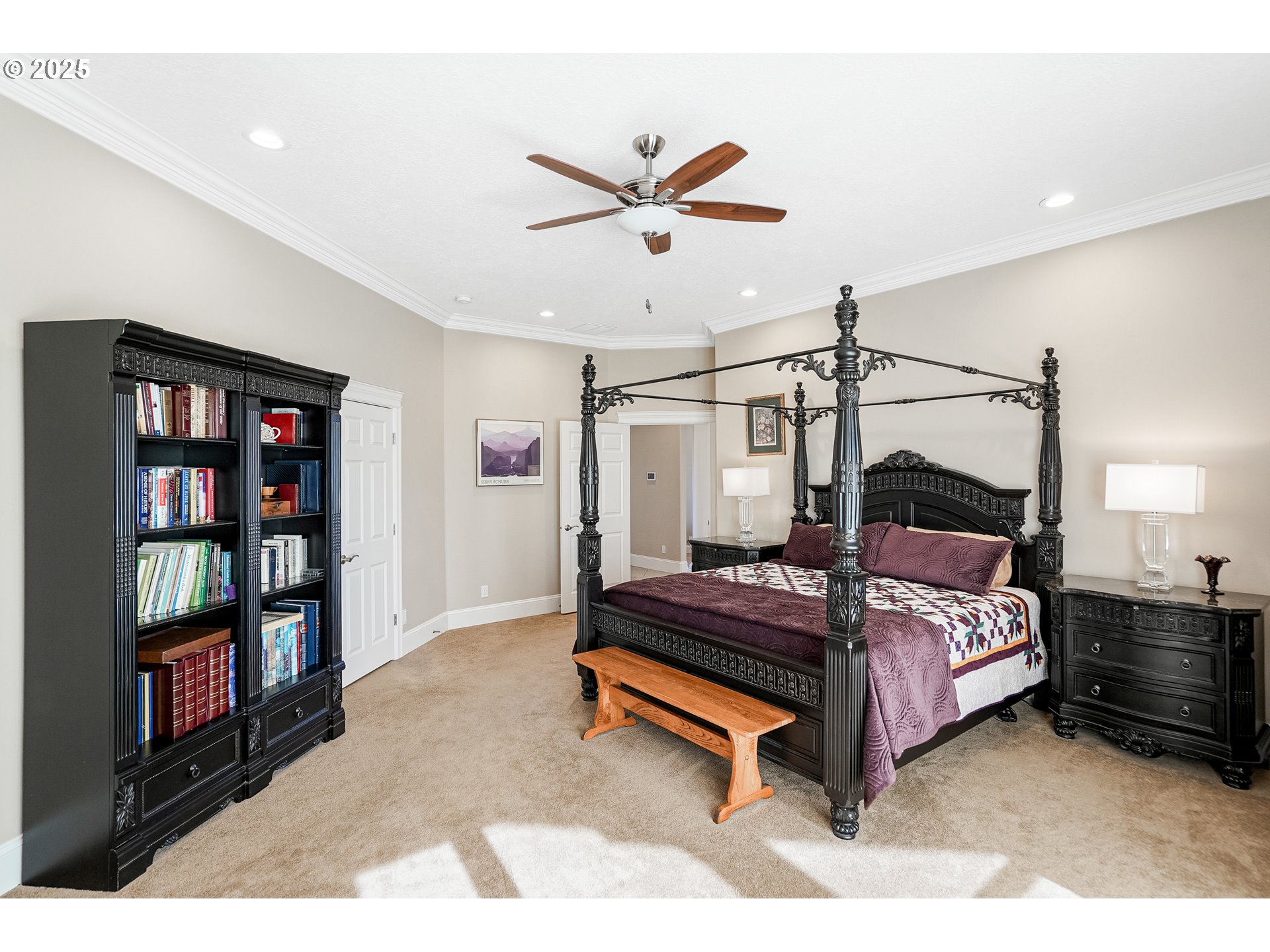 2721 Concomly Road South Salem, OR 97306 - Photo 32 of 48 a bedroom with a bed bookshelf and a painting