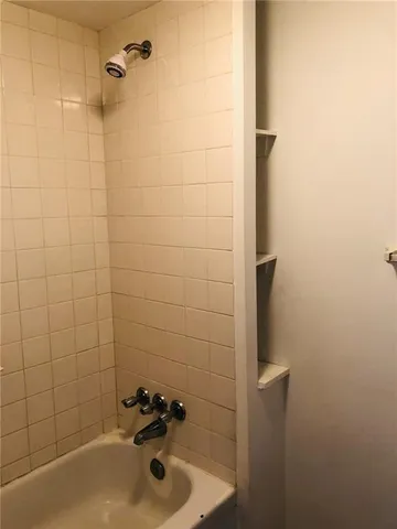 a bathroom with a bathtub