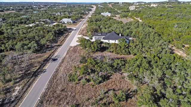 a view of a forest with a street