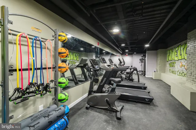 a view of a room with gym equipment