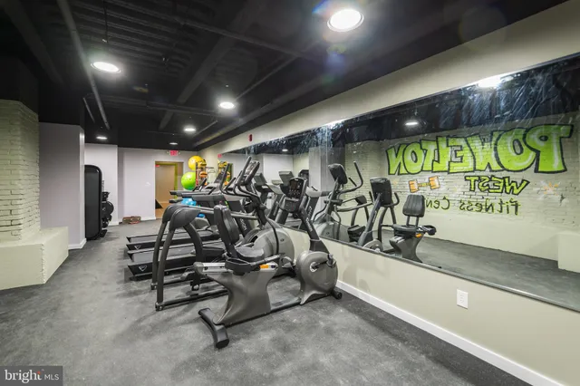 a view of a room with gym equipment