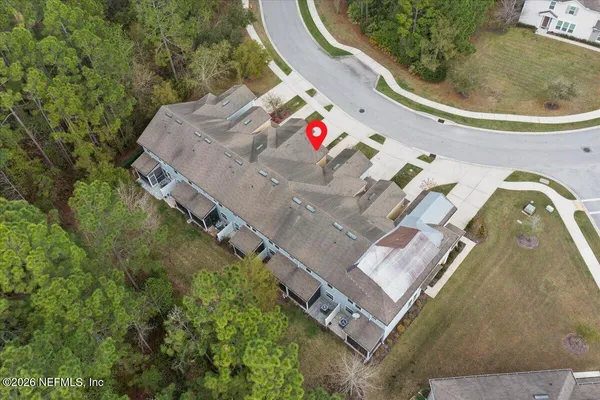 an aerial view of a house
