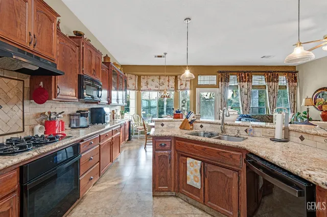 a kitchen with lots of counter top space