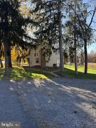 a view of yard with tree and wooden fence