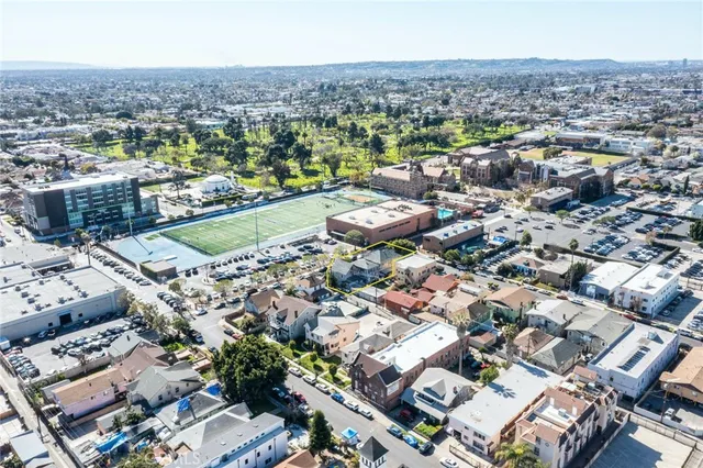 an aerial view of a city with lots of residential buildings