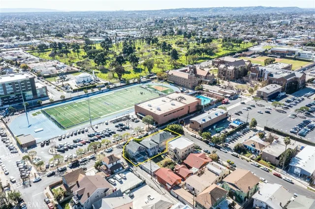 an aerial view of a city with lots of residential buildings