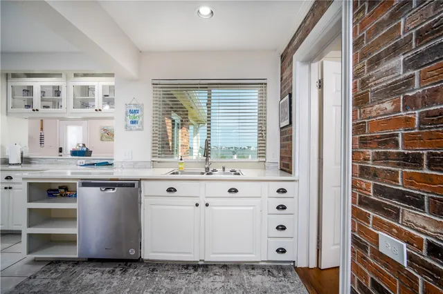 a view of cabinets with window