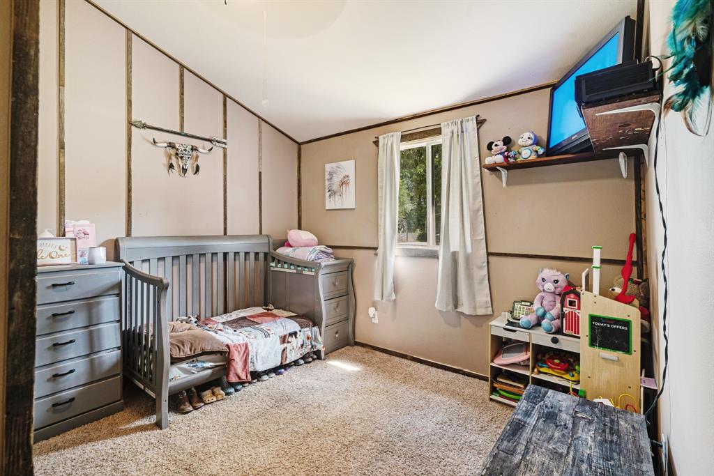 28 Private Road Sumner, TX 75486 - Photo 12 of 17 Carpeted bedroom featuring ornamental molding and lofted ceiling