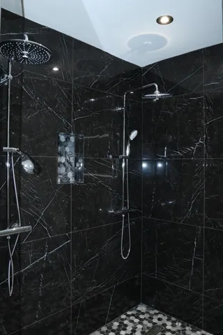 a kitchen with a stove and a microwave