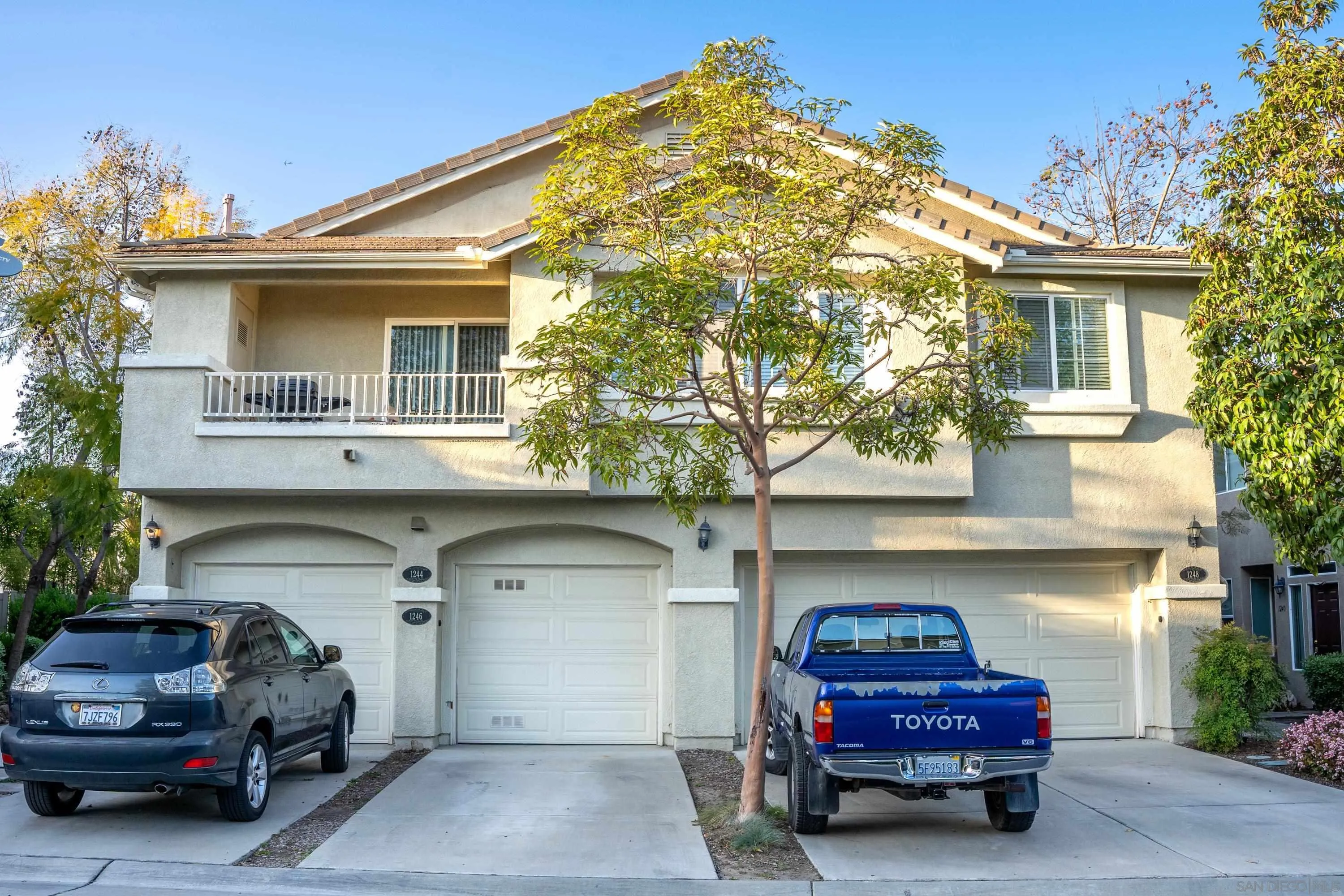 a car parked in front of a house