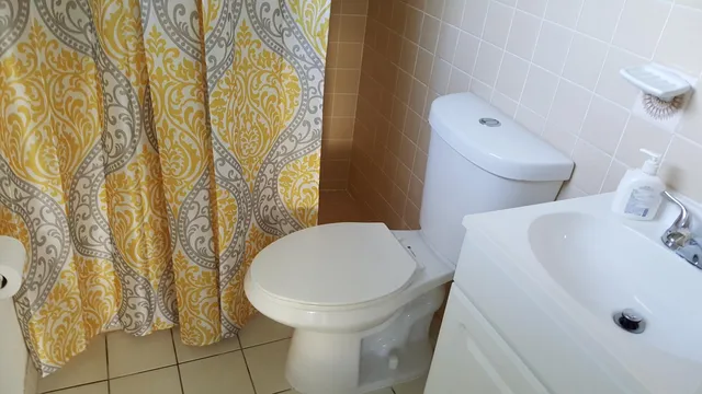 a bathroom with a window