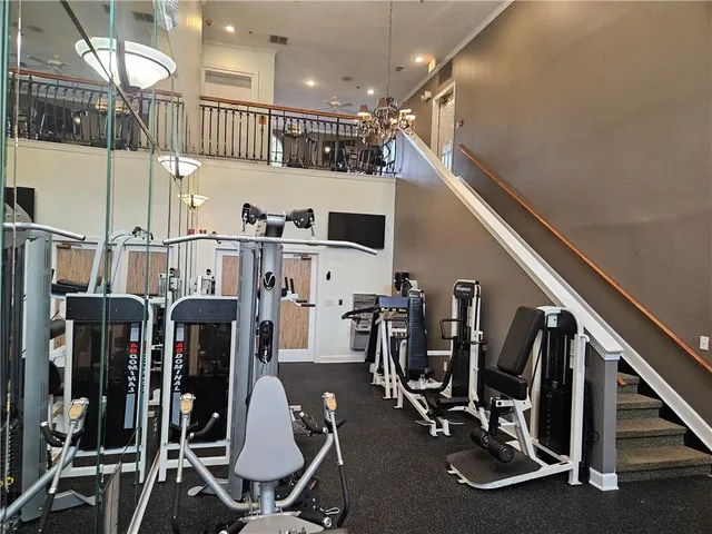 a view of a room with gym equipment