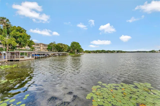 a view of a lake with a lake in the background