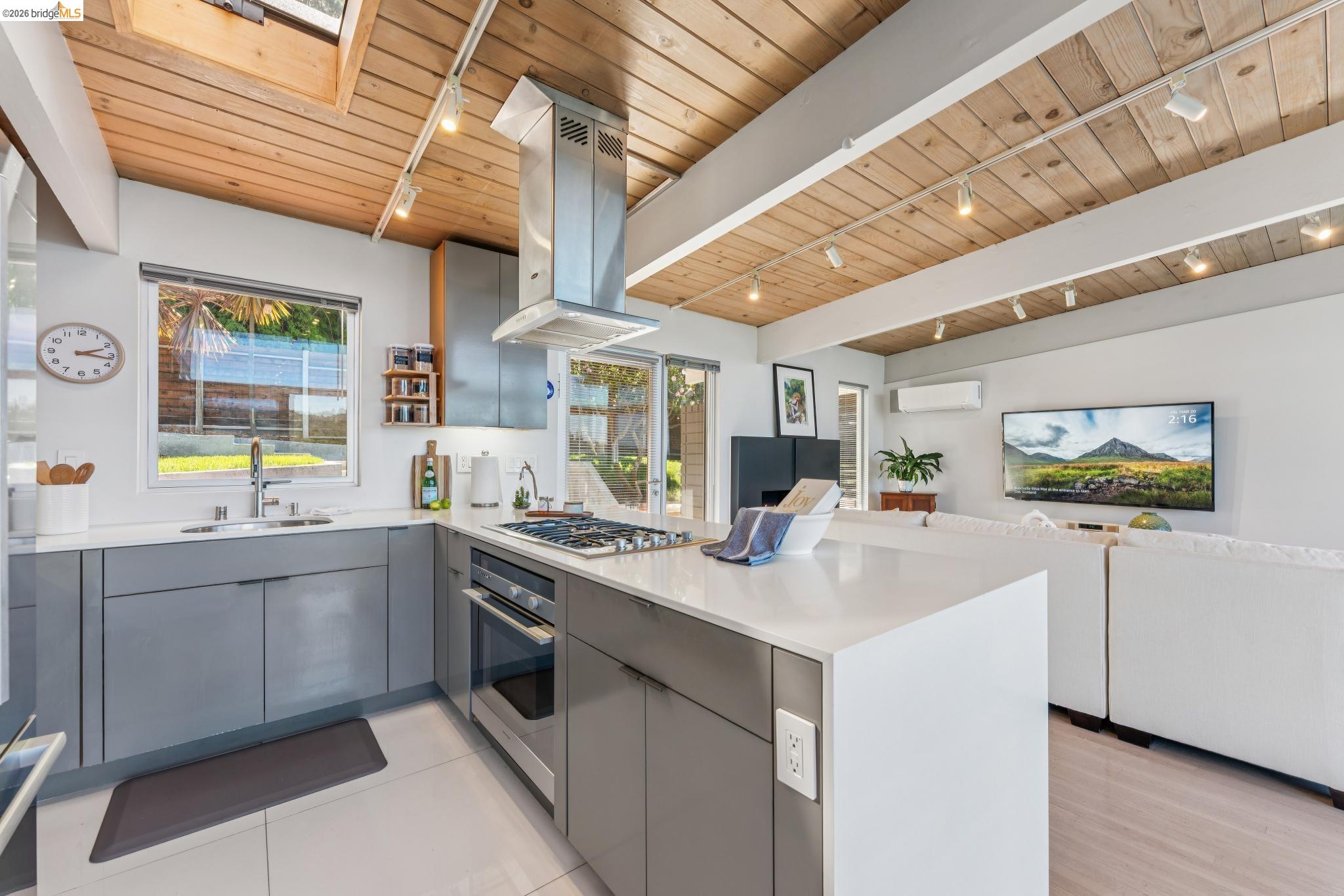 6733 Snake Road Oakland, CA 94611 - Photo 13 of 57 Gourmet kitchen with a skylight, modern cabinets and stainless steel suite of appliances