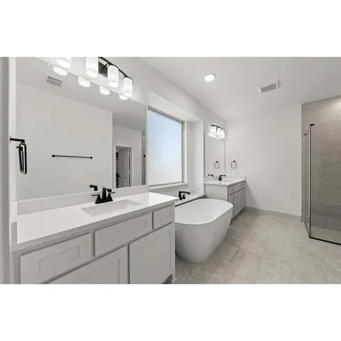 a bathroom with a shower and a sink