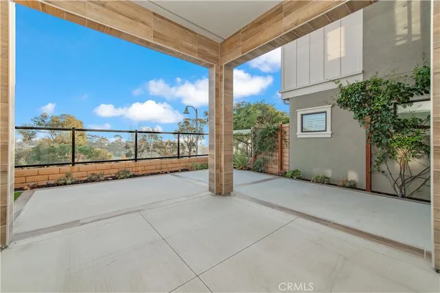 a view of a terrace with sky view