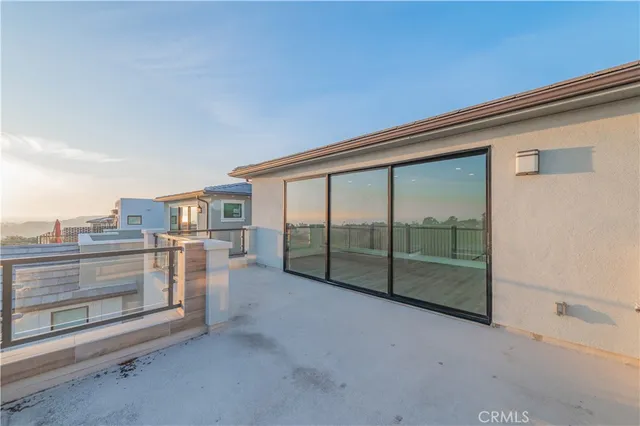 a view of a building from a balcony