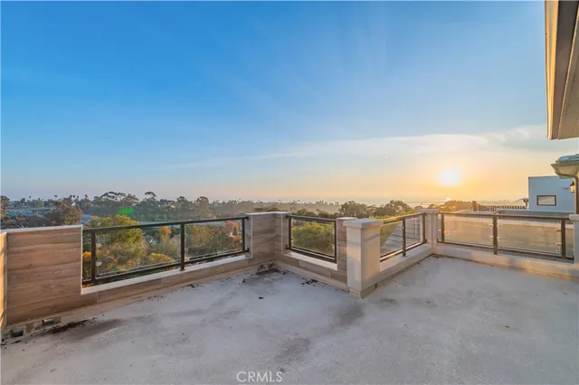 a view of a terrace with city view