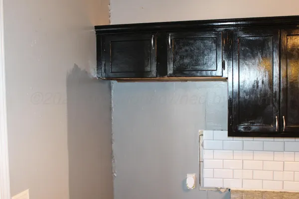 a view of wooden cabinets