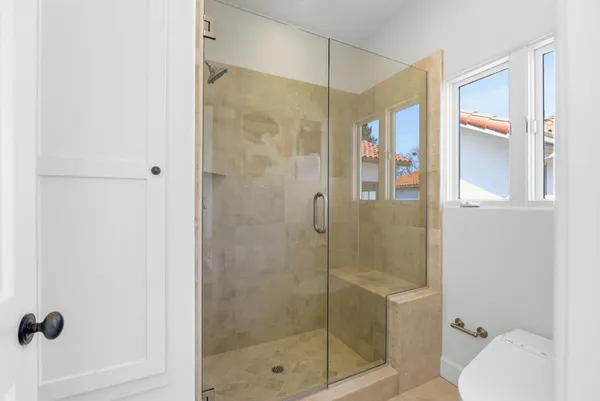 a bathroom with a shower