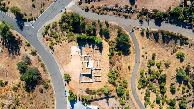 an aerial view of swimming pool