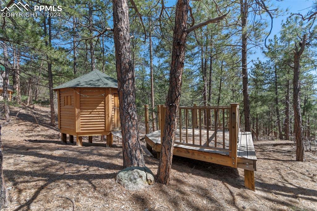 5090 South Perry Park Road Sedalia, CO 80135 - Photo 43 of 50 a backyard of a house with barbeque oven and trees
