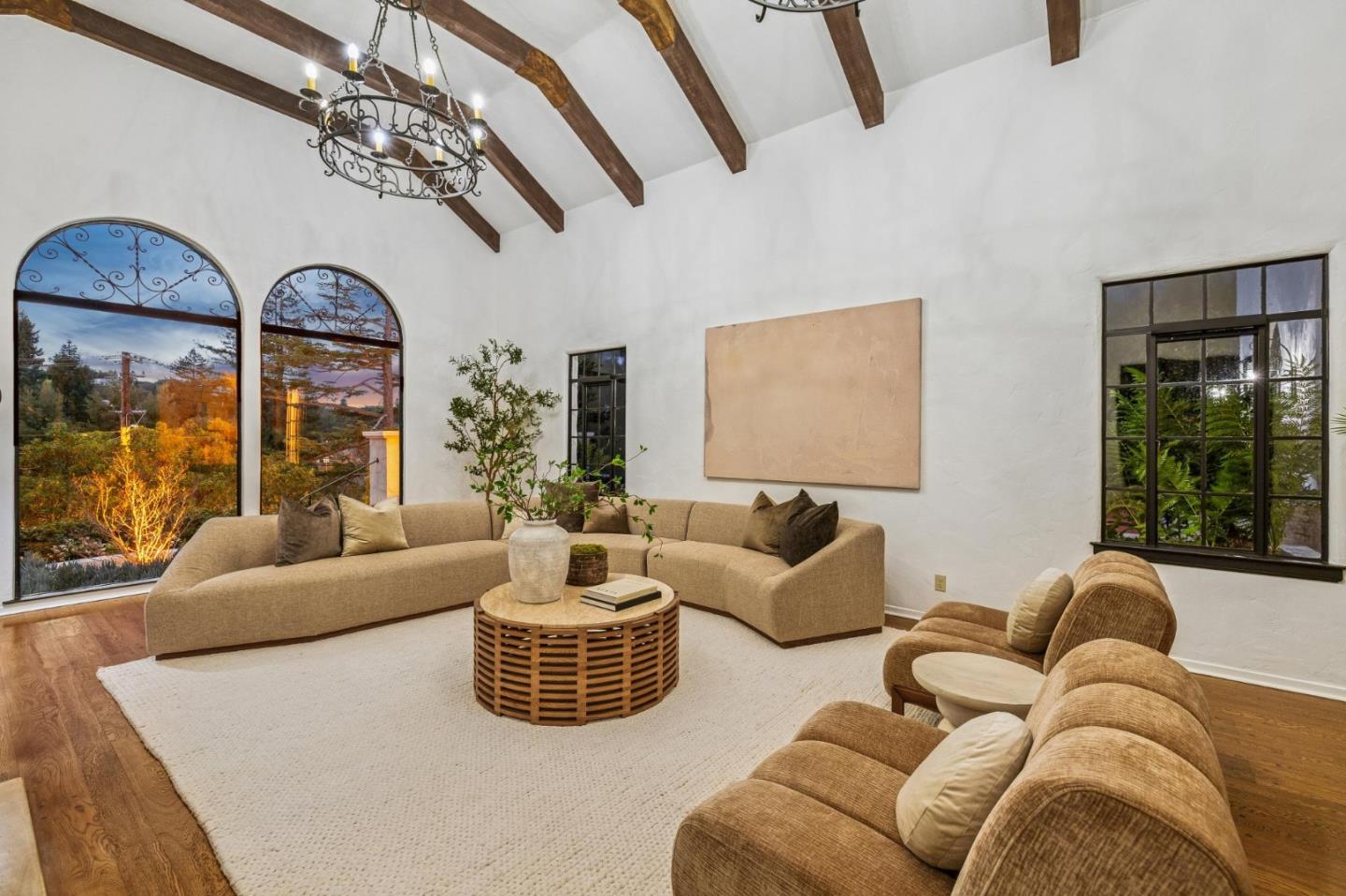 414 Edgewood Road San Mateo, CA 94402 - Photo 110 of 112 a living room with furniture chandelier and a large window