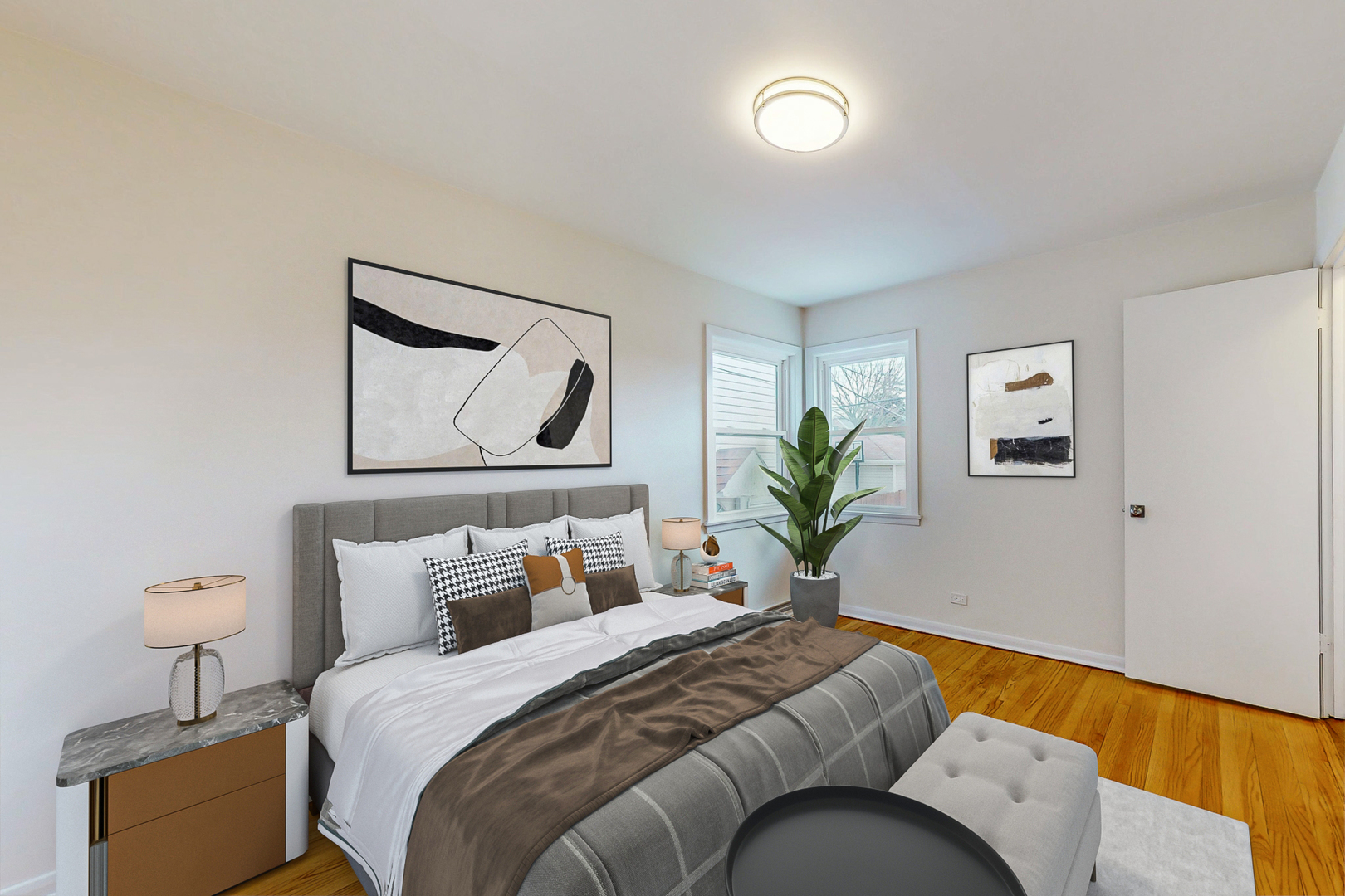 6249 West Addison Street Chicago, IL 60634 - Photo 16 of 35 a bedroom with a bed and a painting on the wall