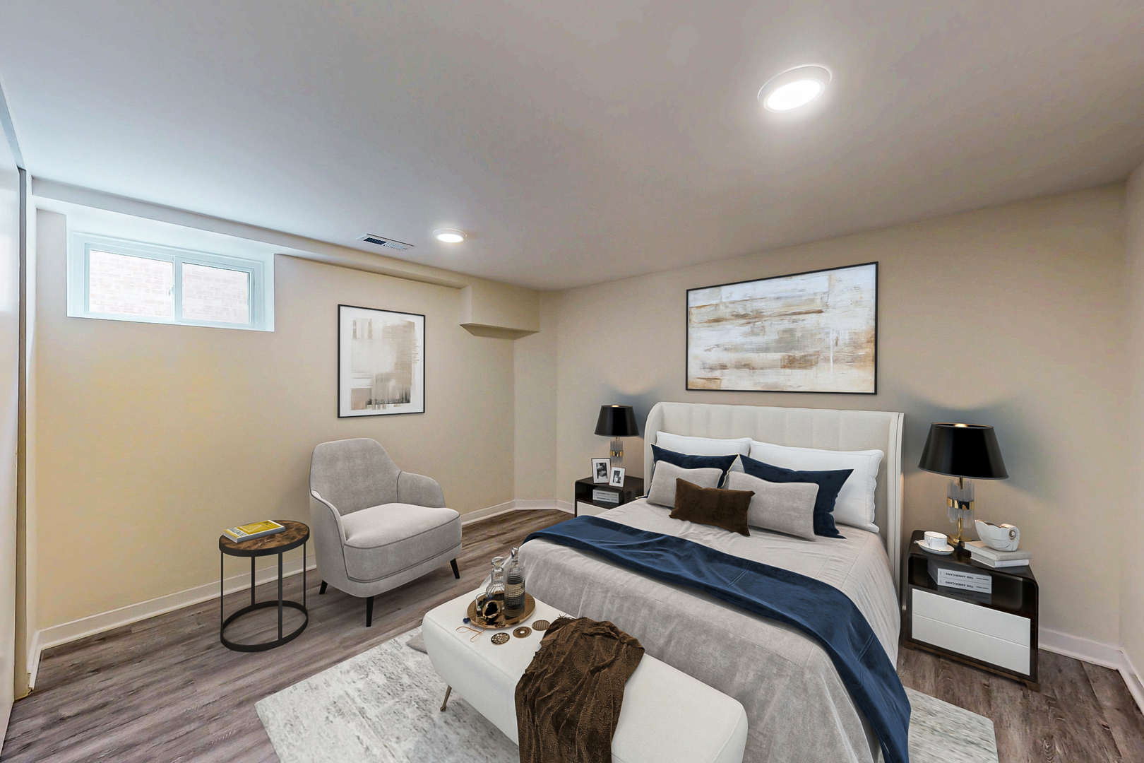 6249 West Addison Street Chicago, IL 60634 - Photo 26 of 35 a bedroom with a bed and a couch