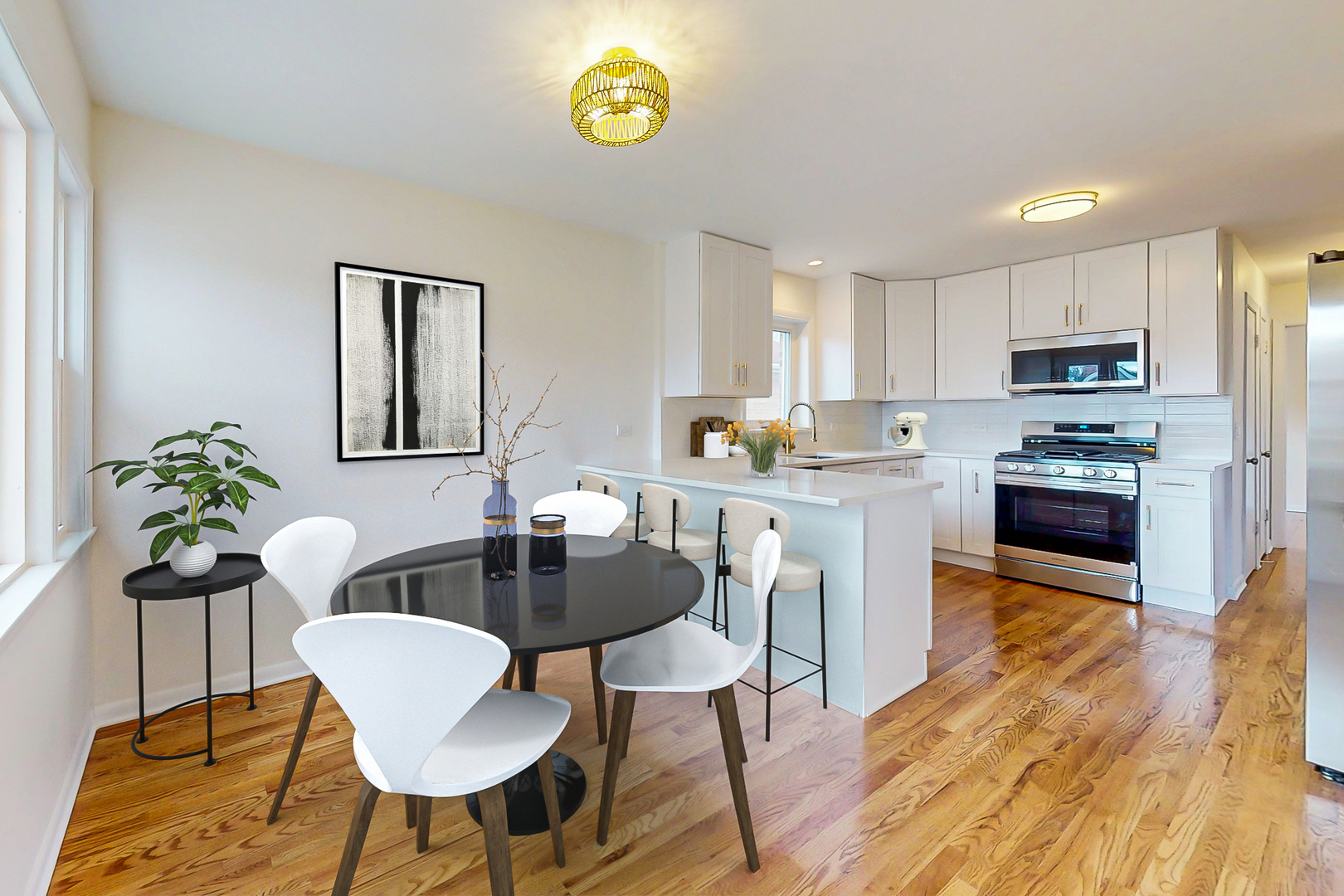 6249 West Addison Street Chicago, IL 60634 - Photo 7 of 35 a kitchen with a dining table chairs and kitchen view