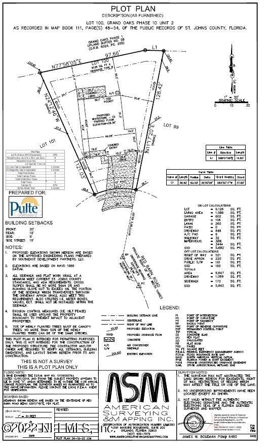 368 Red Barn Road St. Augustine, FL 32092 - Photo 7 of 22 Whitestone Plot Plan