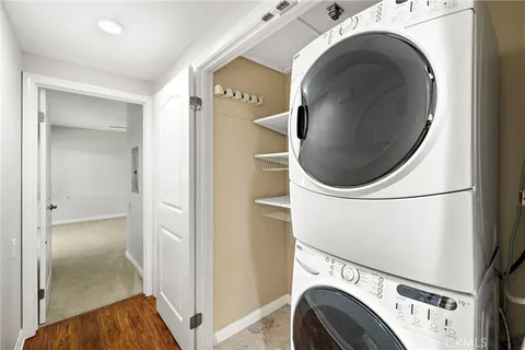 a view of a storage & utility room with washer and dryer