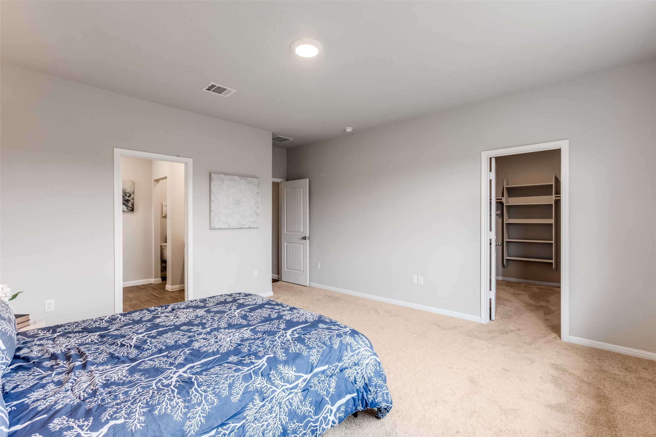 111 Rainmaker Cove Bastrop, TX 78602 - Photo 19 of 36 a bedroom with a bed and a cabinets