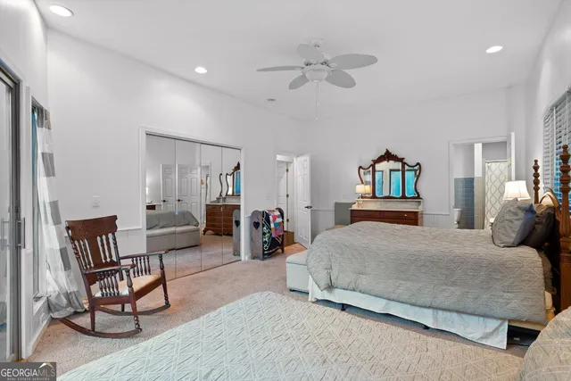 a view of field with trees in the background