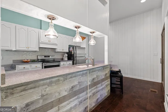 an aerial view of a house