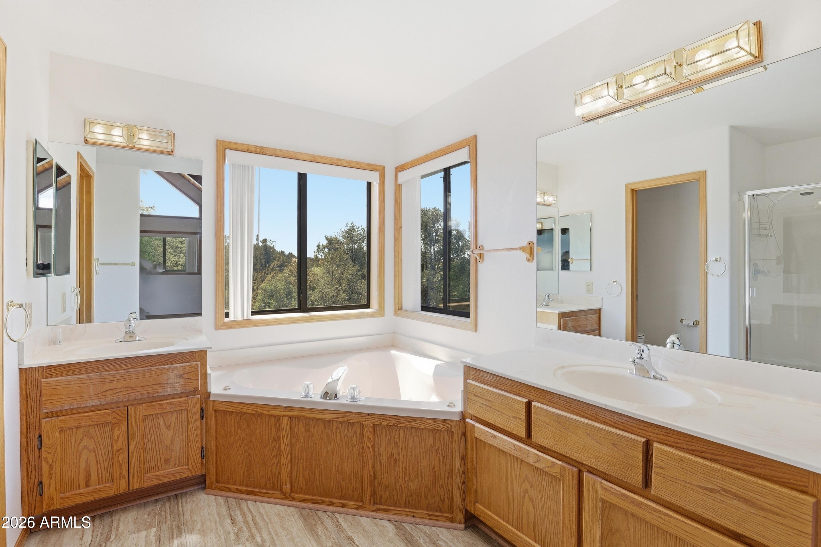1405 East Graham Rnch Trail Payson, AZ 85541 - Photo 17 of 46 a bathroom with a sink and large mirror