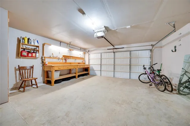 a view of a garage with furniture