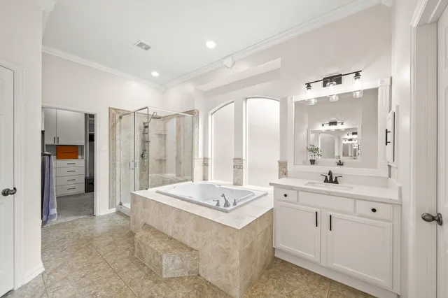 a view of a swimming pool and an outdoor space