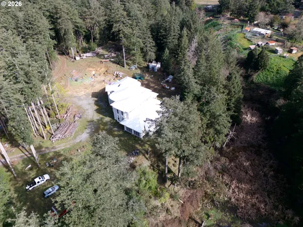 a view of house with yard and swimming pool