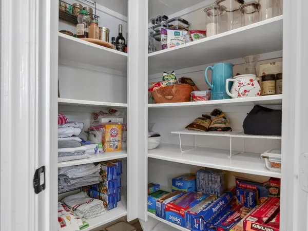 a room with a book shelf