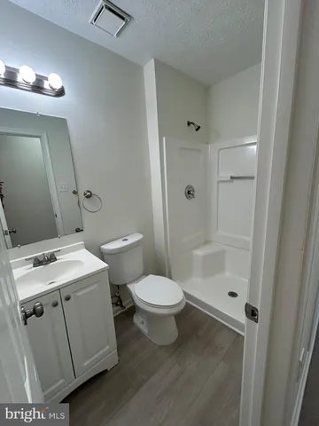 a bathroom with a sink toilet vanity and shower