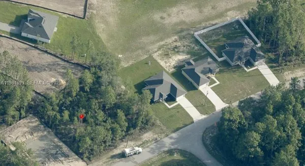 an aerial view of a house