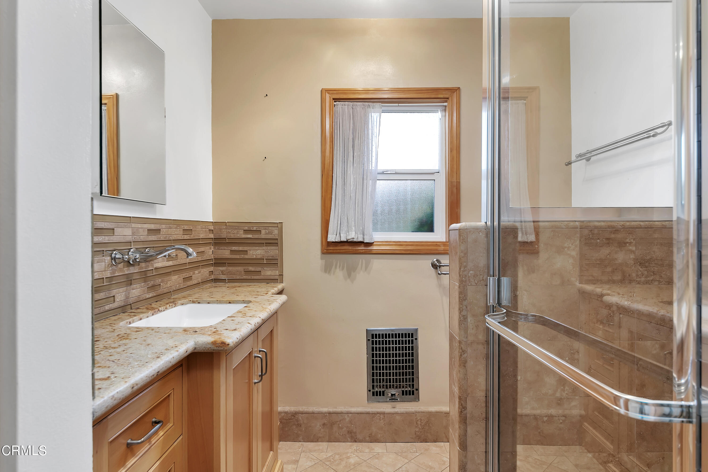 3755 Mayfair Drive Pasadena, CA 91107 - Photo 17 of 37 a bathroom with a granite countertop sink and a mirror