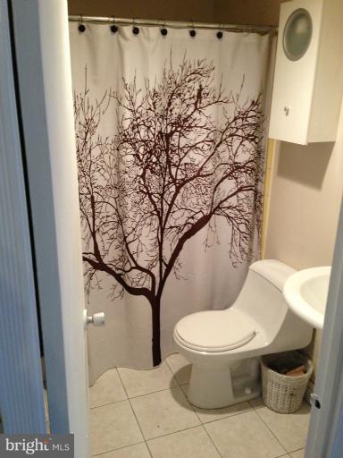 3245 Rio Drive, Unit 806 Falls Church, VA 22041 - Photo 2 of 5 a white toilet sitting next to a shower curtain