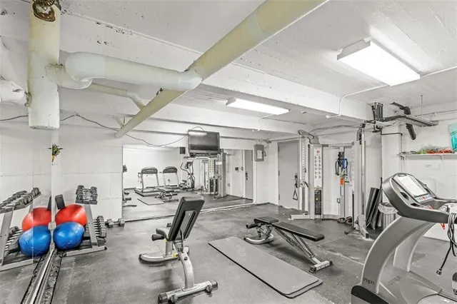 a view of a room with gym equipment