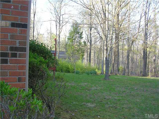 5814 Geoffrey Road Durham, NC 27712 - Photo 21 of 22 a view of a yard with plants and trees