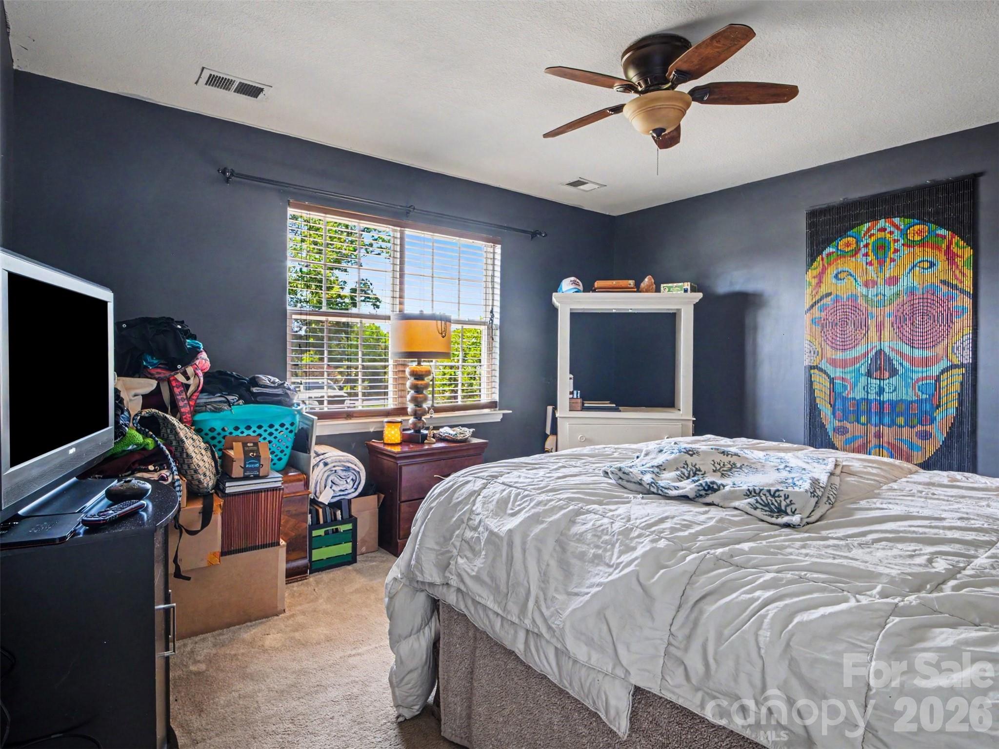 539 Brawley Road Cleveland, NC 27013 - Photo 13 of 41 a bedroom with a bed and a flat screen tv
