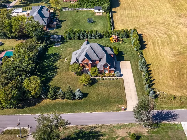 an aerial view of a house